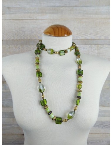 Collier africain de perles en pierre naturelle et verre fait main