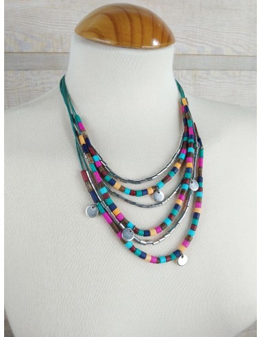 Collier ras de cou perles multicolores collier ethnique bohème cadeau femme