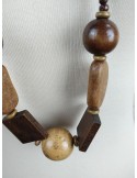 Collar de cuentas de madera natural largo estilo bohemio