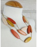 Collar de comptes fusta llargues de tons terra regal dona