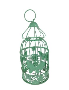 Cage en métal vert à suspendre ou à poser pour la décoration, le jardin ou la maison Pot de fleurs
