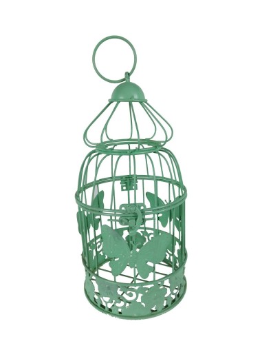 Cage en métal vert à suspendre ou à poser pour la décoration, le jardin ou la maison Pot de fleurs 