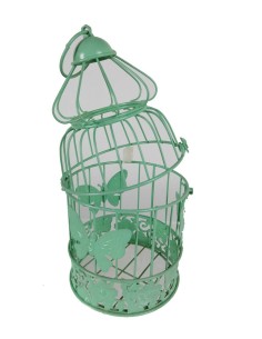 Cage en métal vert à suspendre ou à poser pour la décoration, le jardin ou la maison Pot de fleurs  2