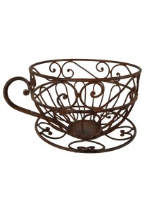 Maceter de sobretaula de metall envellit amb forma de copa per a planta decoració llar vintage.