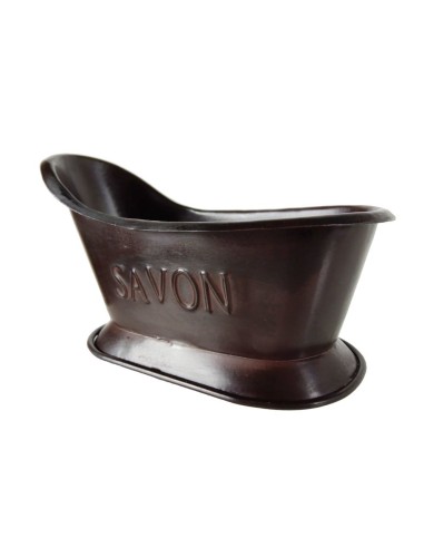 Porte-savon, distributeur de savon de style rétro en marron avec socle, décoration de salle de bain