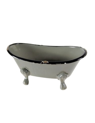 Porte-savon en métal, distributeur de savon gris style rétro, décoration de salle de bain.