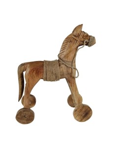 Caballito de madera para decoración hogar de estilo nórdico, figura decorativa artesanal