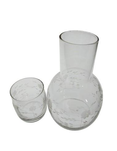 Ensemble de bouteille et verre pour table de chevet, bouteille en verre pour salle de bain de style classique.