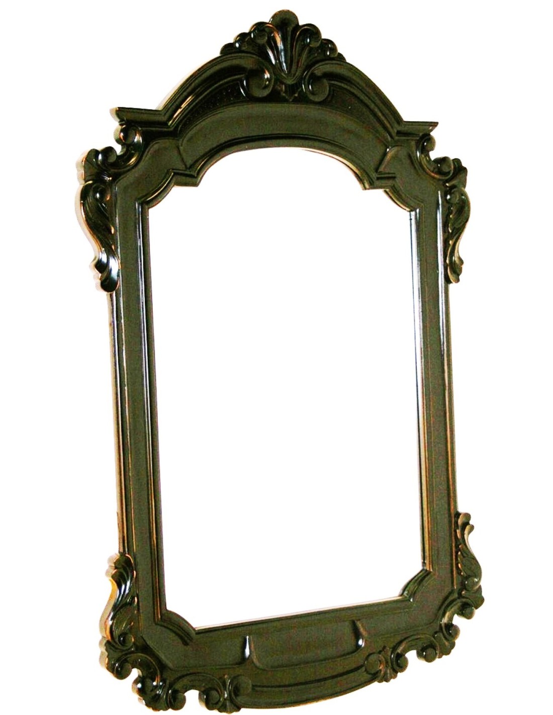 Espejo de madera de caoba tallada color negro estilo vintage