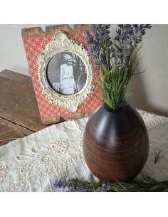 Petit vase en bois massif d'une seule pièce, décoration de maison de style rustique. 2