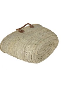 Capazo Mallorquín grande de hoja de palma, cesto de la compra con asa de cuero. 2
