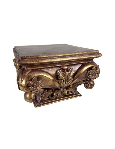 Corbel, base de table dorée pour exposition de figurines ou d'objets de décoration d'intérieur.
