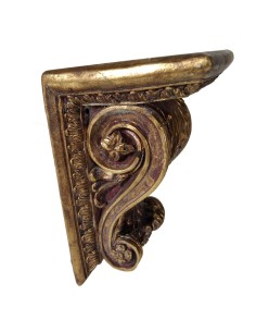 Support de socle en résine à suspendre avec sculpture de feuille d'or finie en vieil or. 2