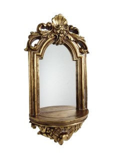 Ménsula para Colgar con Espejo acabada en Resina Color Dorado Patinado envejecido