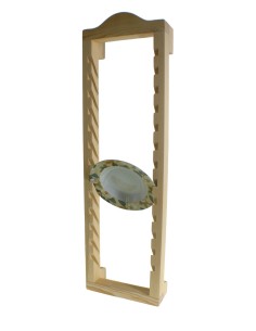 Platero vertical rústico madera maciza de 12  platos de Ø 25 cm. colgar en pared, cocina, despensa, hogar. 2