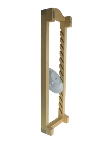 Platero vertical rústico madera maciza de 12  platos de Ø 25 cm. colgar en pared, cocina, despensa, hogar.