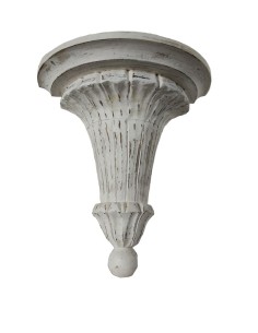 Mènsula Allargada de Paret en Color Blanc Envellida de Fusta Tallada a Mà Exposició i Decoració. 2