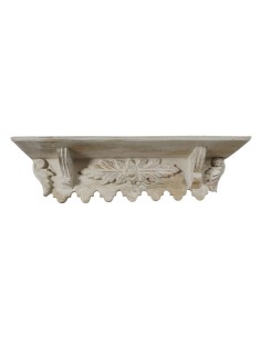 Long corbeau en bois avec sculpture manuelle et décoration de maison au fini mariné blanc vieilli
