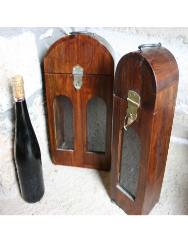 Mueble botellero de madera con 2 cajones Marrón