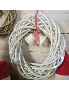 Couronne de Noël en osier avec cloches centrales pour porte de maison suspendue Noël pour la maison 2