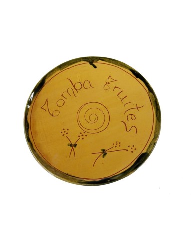 Tapa plato voltea gira tortillas de cerámica de arcilla color amarillo fabricación artesanal útiles de cocina