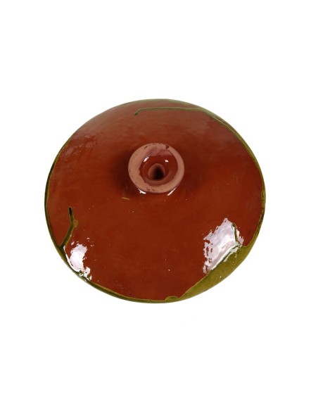 Tapa plato voltea gira tortillas de cerámica de arcilla color verde fabricación artesanal útiles de cocina.