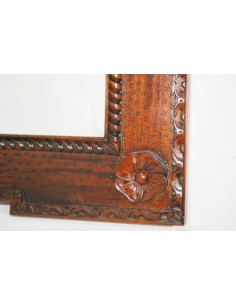 Espejo de pared de madera maciza caoba tallada y cristal biselado 2
