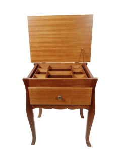Costurero de Madera Maciza con patas, Cajón Central y Casilleros en tapa Organizador de Costura 2