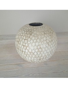 Centro de mesa o florero de madera de forma redonda en color gris 2