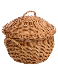 Boîte à couture ronde en osier Buff avec doublure intérieure, grande capacité de stockage 2