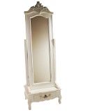 Espejo de pie para vestidor de madera color blanco envejecido vintage