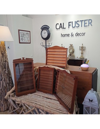 Vitrina armari porta didals de fusta massissa cedre color avellana expositor per paret decoració llar Vitrina armari porta didals de fusta massissa cedre color avellana expositor per paret decoració llar