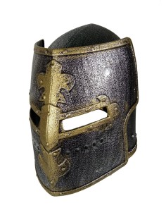 Casco de Caballero Medieval con visera de PVC rígido Complemento para Juegos Disfraces para niños y niñas.