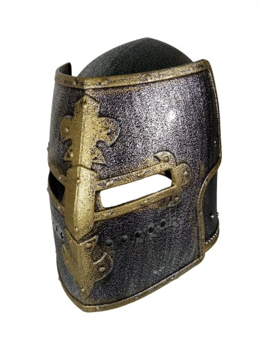 Casco de Caballero Medieval con visera de PVC rígido Complemento para Juegos Disfraces para niños y niñas.