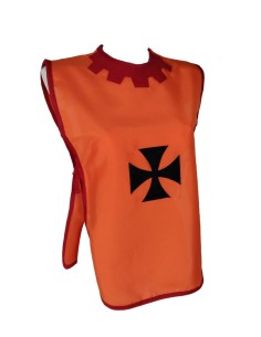 Plastron de harnais de vêtements orange médiéval avec complément d'insignes pour les costumes de jeux pour enfants