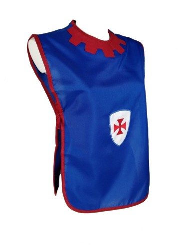 Peto Arnés Medieval de Ropa Color Azul con insignia Complemento para Juegos Disfraces para niño@s.