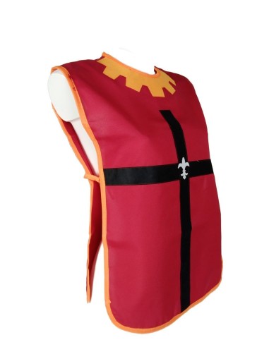 Peto Arnés Medieval de Roba Color Vermell amb insígnia Complement per a Jocs Disfresses per a infants.