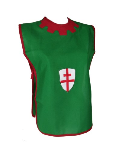 Plastron de harnais de vêtements verts médiévaux avec complément d'insignes pour les costumes de jeux pour enfants.