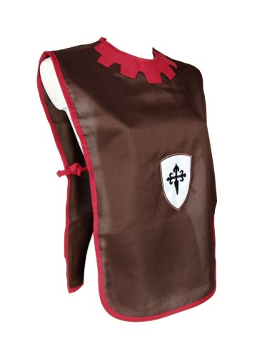 Peto Arnés Medieval de Ropa Color Marrón con insignia Complemento para Juegos Disfraces para niño@s