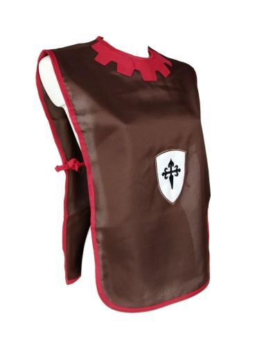 Plastron de harnais de vêtements médiévaux marron avec insigne Complément pour costumes de jeux pour enfants.