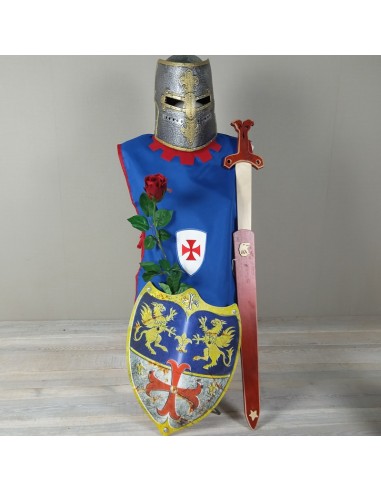 Peto Arnés Medieval de Ropa Color Azul con insignia Complemento para Juegos Disfraces para niño@s.