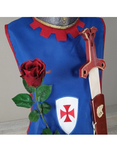 Peto Arnés Medieval de Ropa Color Azul con insignia Complemento para Juegos Disfraces para niño@s.