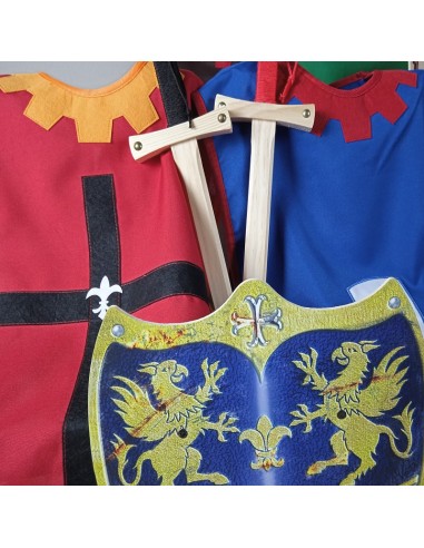 Peto Arnés Medieval de Ropa Color Azul con insignia Complemento para Juegos Disfraces para niño@s.