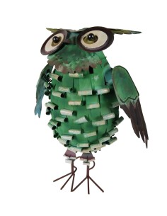 Grande Chouette en Fer, Décoration Verte, Figure pour Jardin, Balcon ou Terrasse.