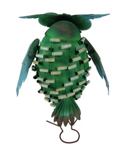 Grande Chouette en Fer, Décoration Verte, Figure pour Jardin, Balcon ou Terrasse. 2