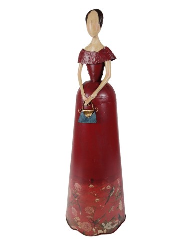 Figurine décorative en métal pour la maison en forme de dame en costume long, design minimaliste.