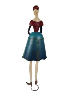 Figura Decorativa de Metal para el Hogar con Forma de Señora Vestido Corto Diseño Minimalista. 2