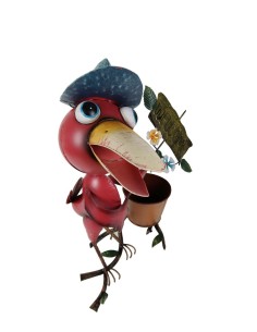 Pájaro Grande de Plancha con Macetero, Figura Decorativa para Jardín, Balcón o terraza, Decoración Hogar. 2