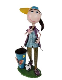 Niño con Gorra y Pelota con Macetero, Figura Decorativa para Jardín, Balcón o Terraza, decoración Hogar.