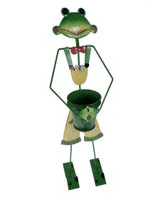Rana de Color Verde con Macetero, Figura Decorativa para Jardín, Balcón, o Terraza, Decoración Hogar. 2